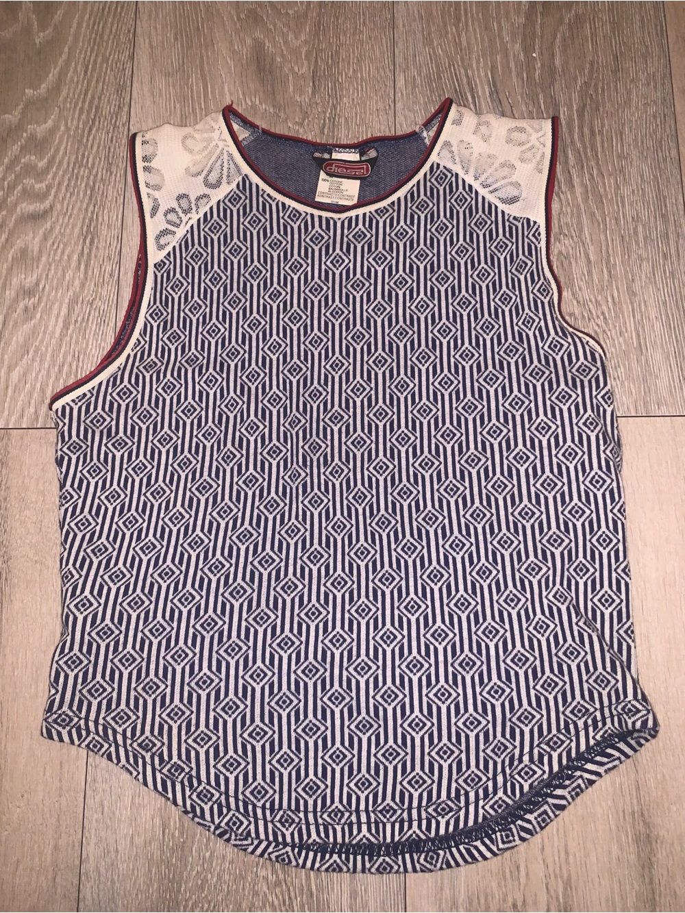 Vintage Diesel Brand sleeveless top white lace shoulder details Size: Large